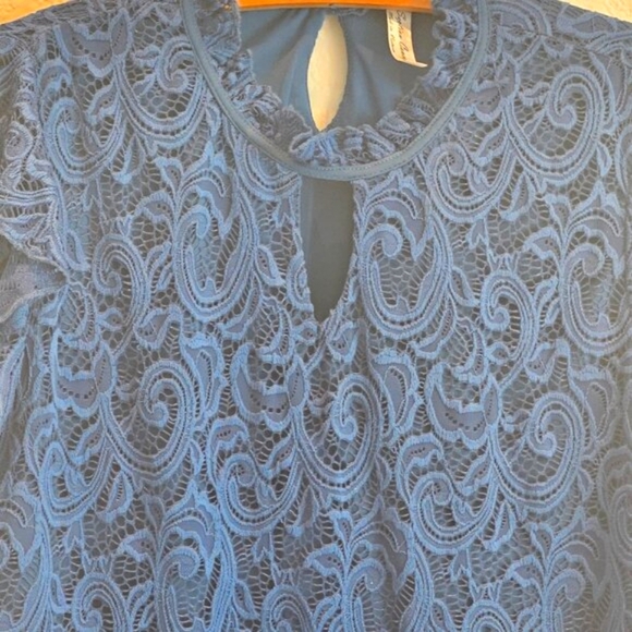 Perception concept L lace top Color Teal - Picture 1 of 9